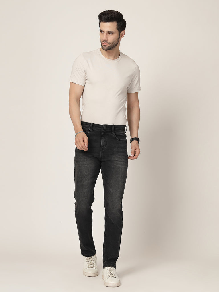 Style Quotient Men Black Regular Fit Mid Rise Stretchable Jeans-Mens Jeans-StyleQuotient