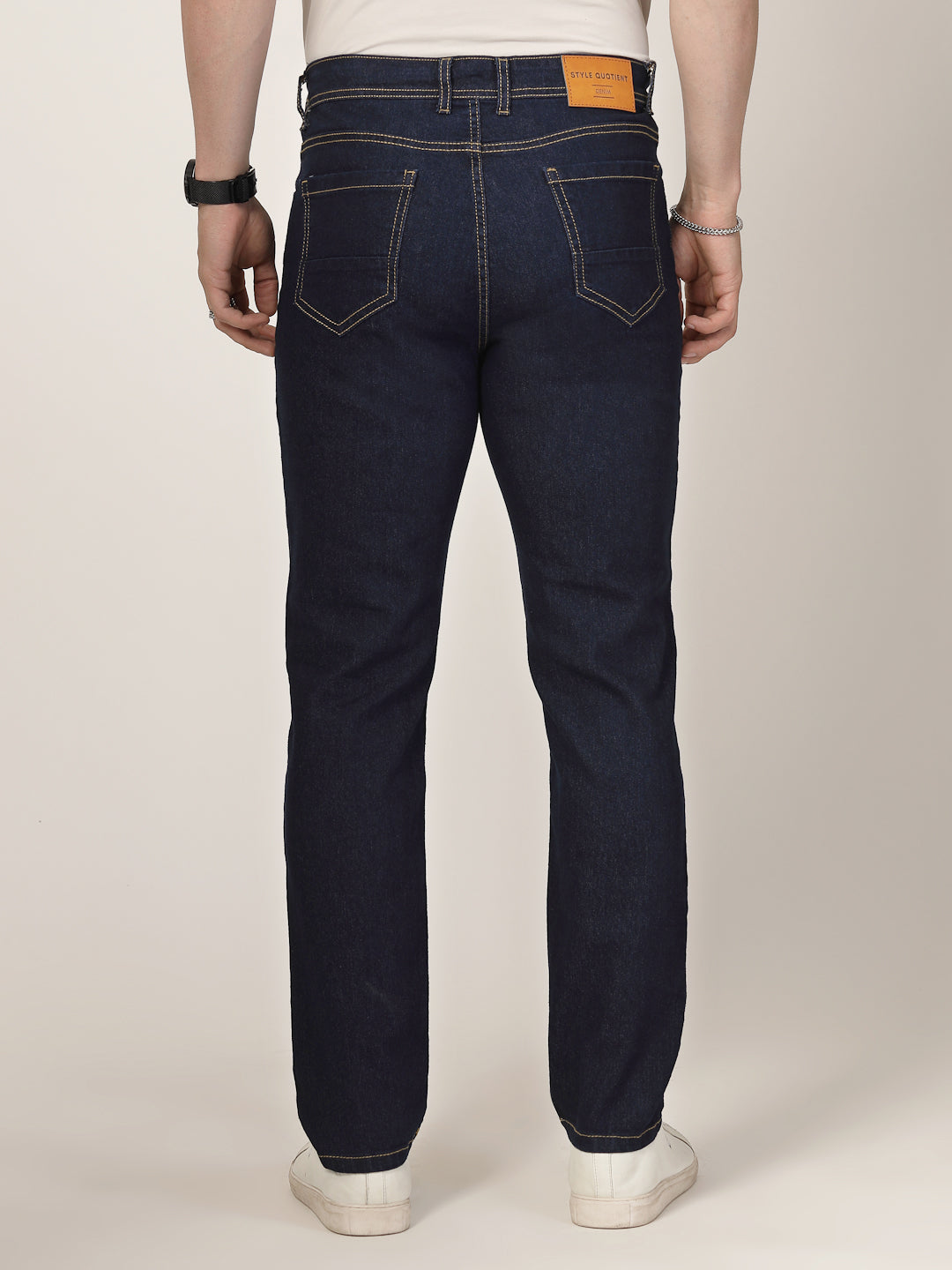 Style Quotient Men Dark Blue Regular Fit Mid Rise Stretchable Jeans-Mens Jeans-StyleQuotient