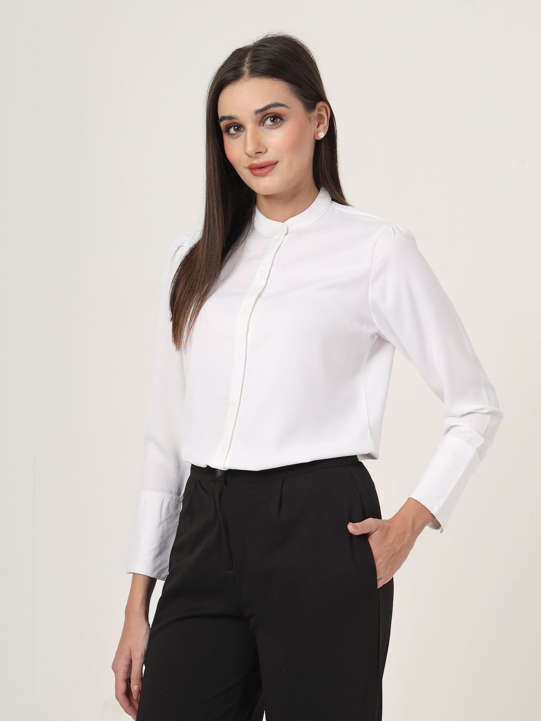 Style Quotient Women White Formal Shirt-Shirts-StyleQuotient