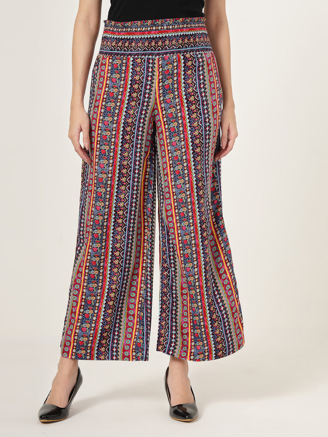 Style Quotient Women Multi Color Printed Flared pants-Trousers-StyleQuotient