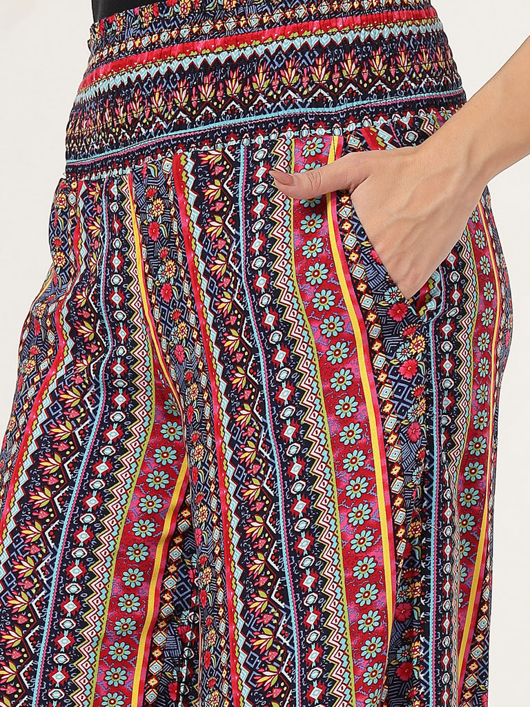 Style Quotient Women Multi Color Printed Flared pants-Trousers-StyleQuotient