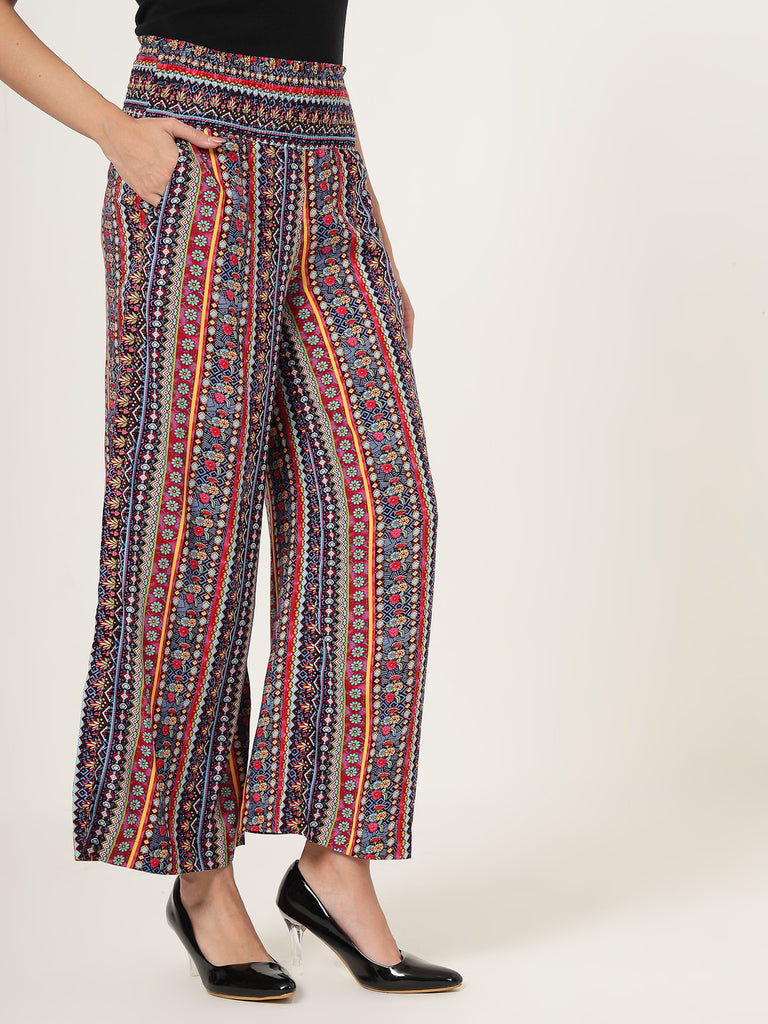 Style Quotient Women Multi Color Printed Flared pants-Trousers-StyleQuotient