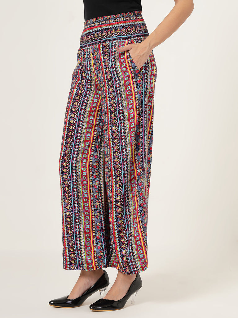 Style Quotient Women Multi Color Printed Flared pants-Trousers-StyleQuotient