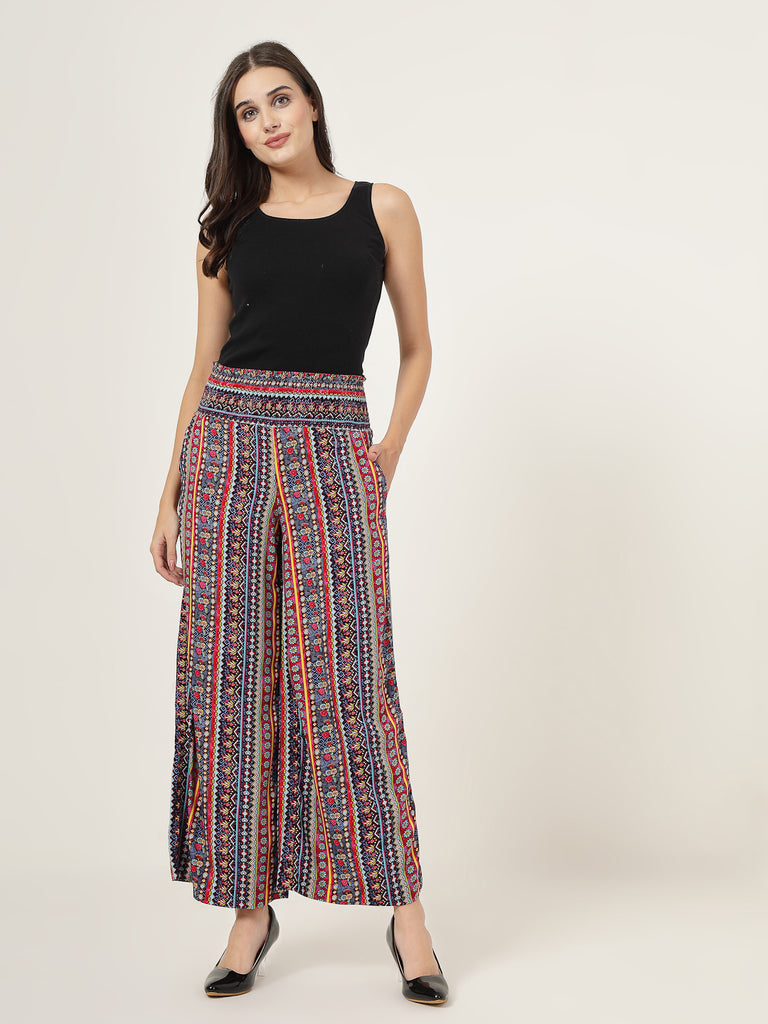 Style Quotient Women Multi Color Printed Flared pants-Trousers-StyleQuotient