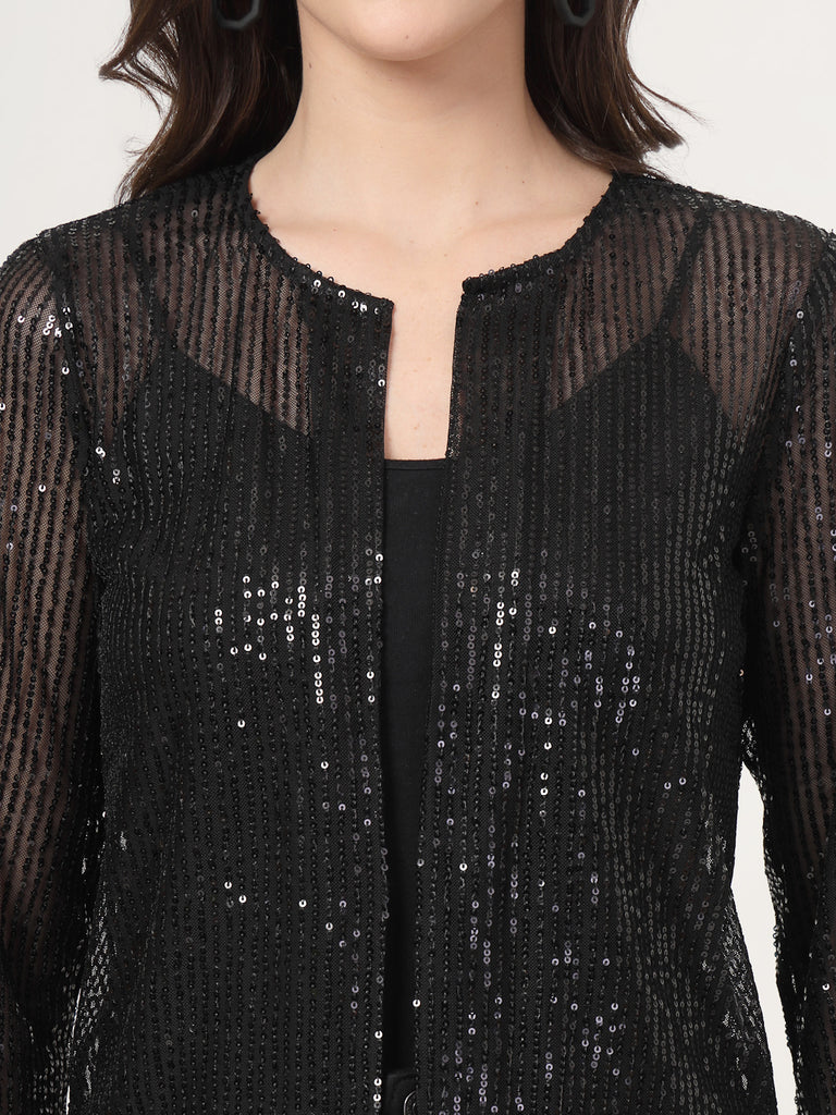 Style Quotient Black on Black Sequins shrug-Shrug-StyleQuotient