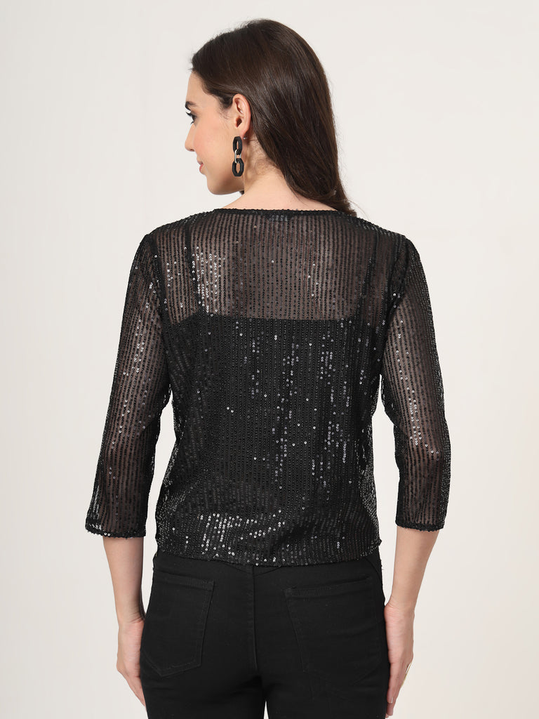 Style Quotient Black on Black Sequins shrug-Shrug-StyleQuotient