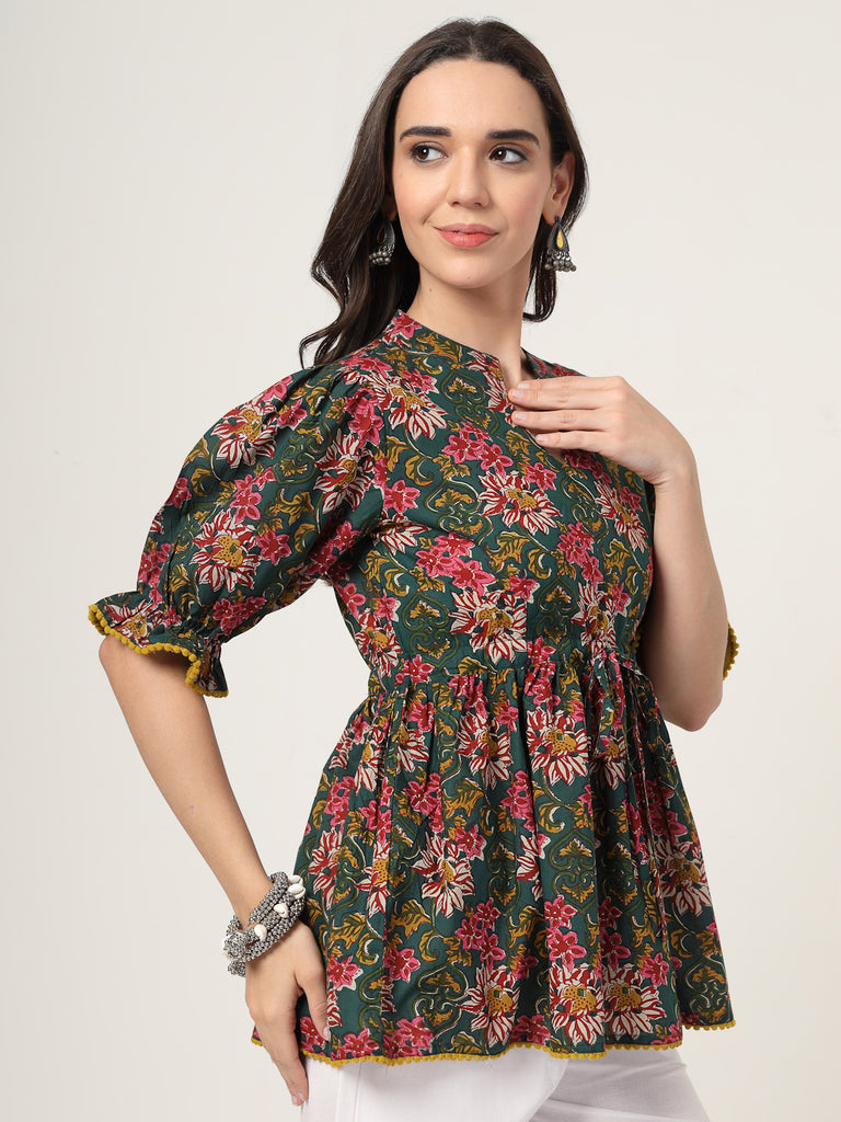 Style Quotient Women Green Printed Tunic-Tunics-StyleQuotient