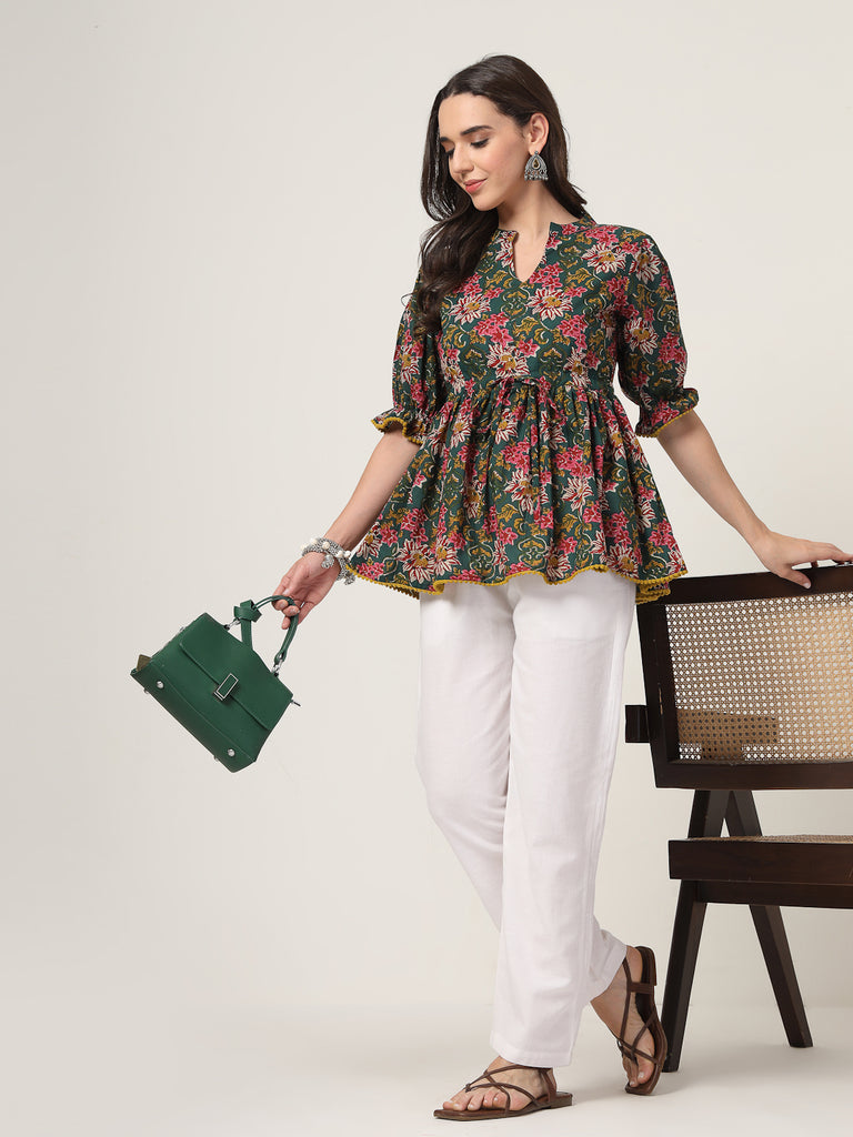 Style Quotient Women Green Printed Tunic-Tunics-StyleQuotient