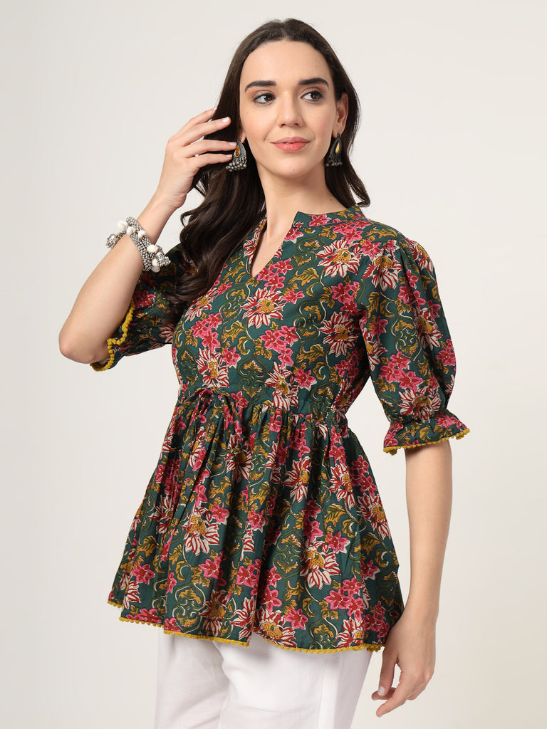 Style Quotient Women Green Printed Tunic-Tunics-StyleQuotient