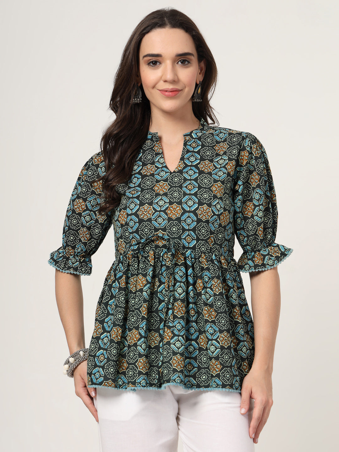 Style Quotient Women Navy Printed Tunic-Tunics-StyleQuotient