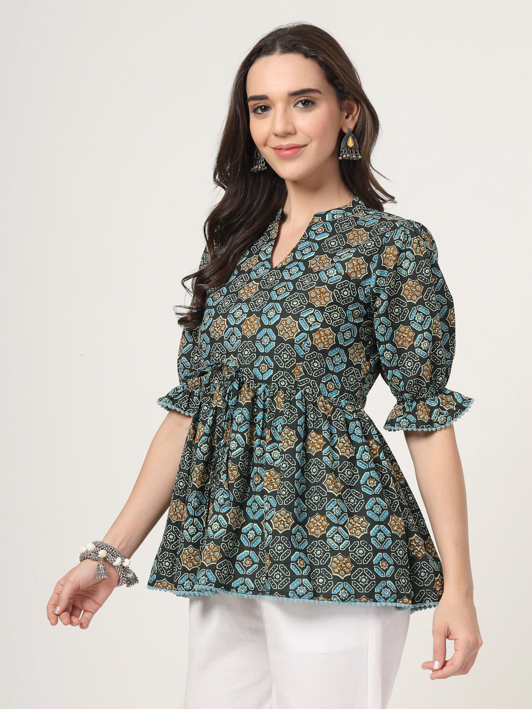 Style Quotient Women Navy Printed Tunic-Tunics-StyleQuotient