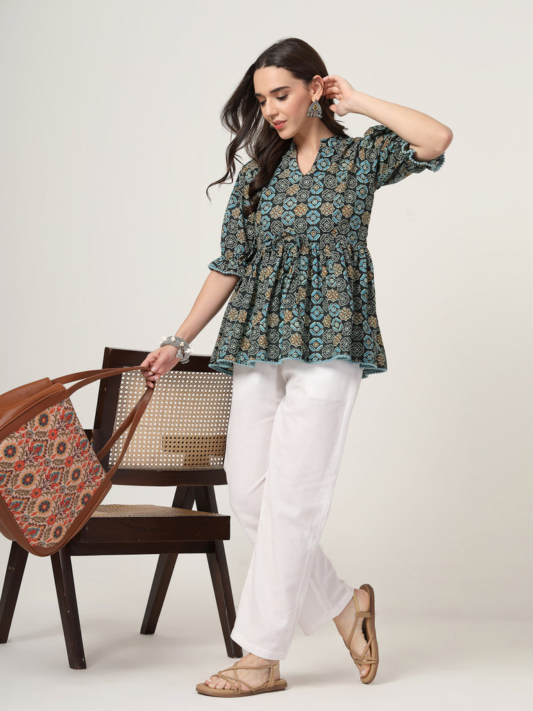 Style Quotient Women Navy Printed Tunic-Tunics-StyleQuotient