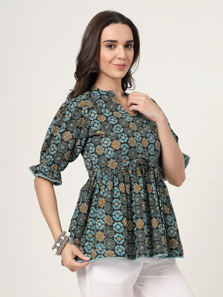 Style Quotient Women Navy Printed Tunic-Tunics-StyleQuotient