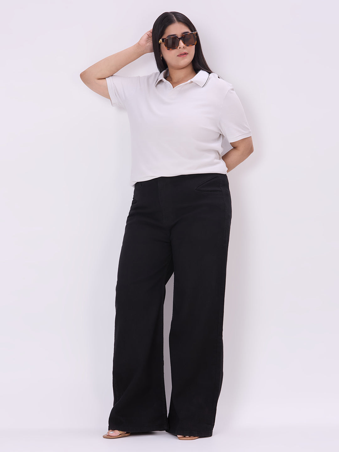 style quotient women plus size black wideleg high rise stretchable jeans-Jeans-StyleQuotient
