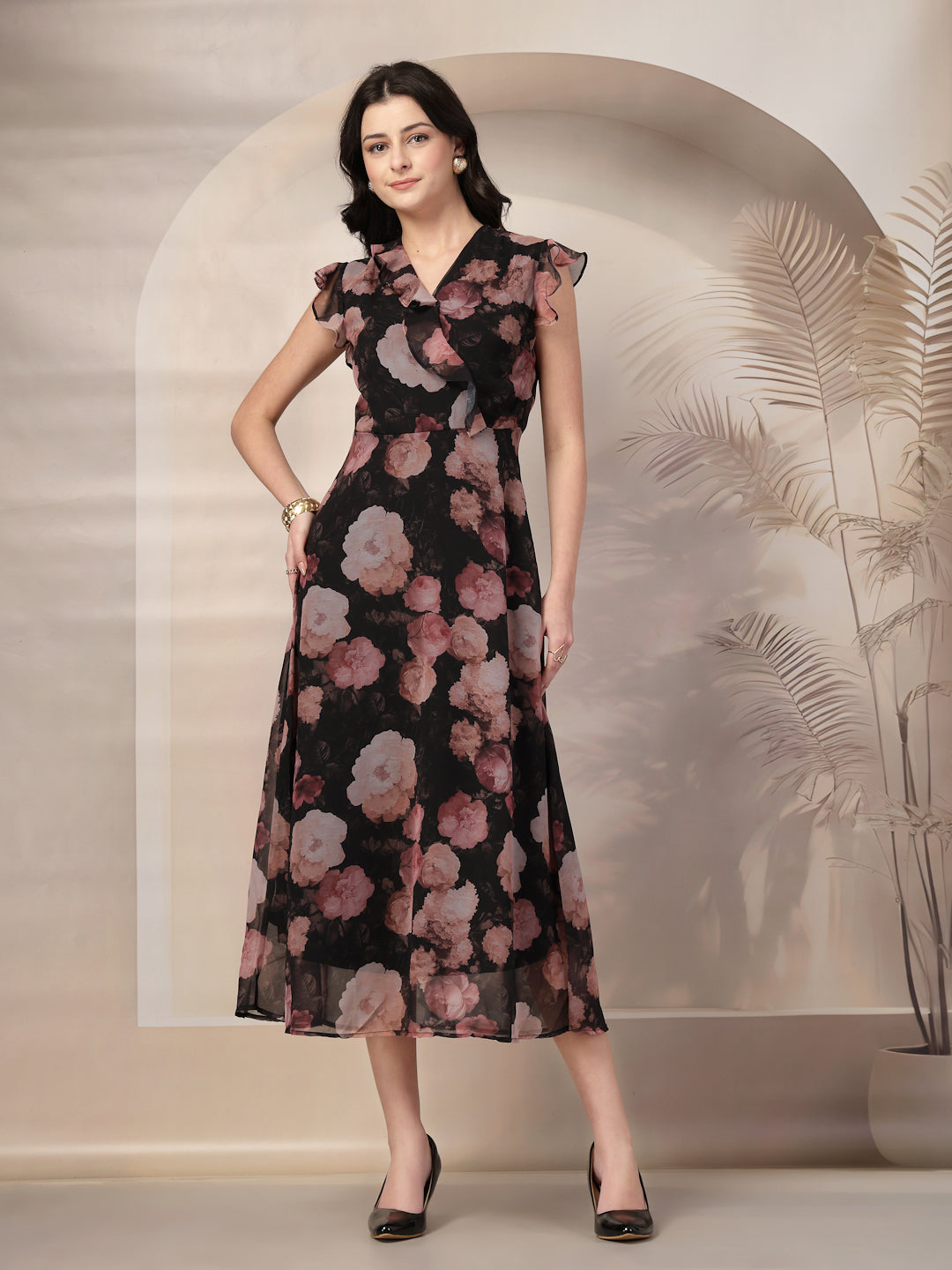 Style Quotient Women Black printed maxi dress-Dresses-StyleQuotient