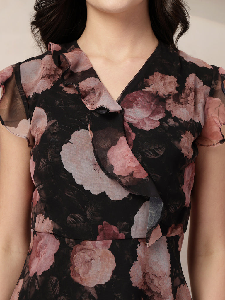 Style Quotient Women Black printed maxi dress-Dresses-StyleQuotient