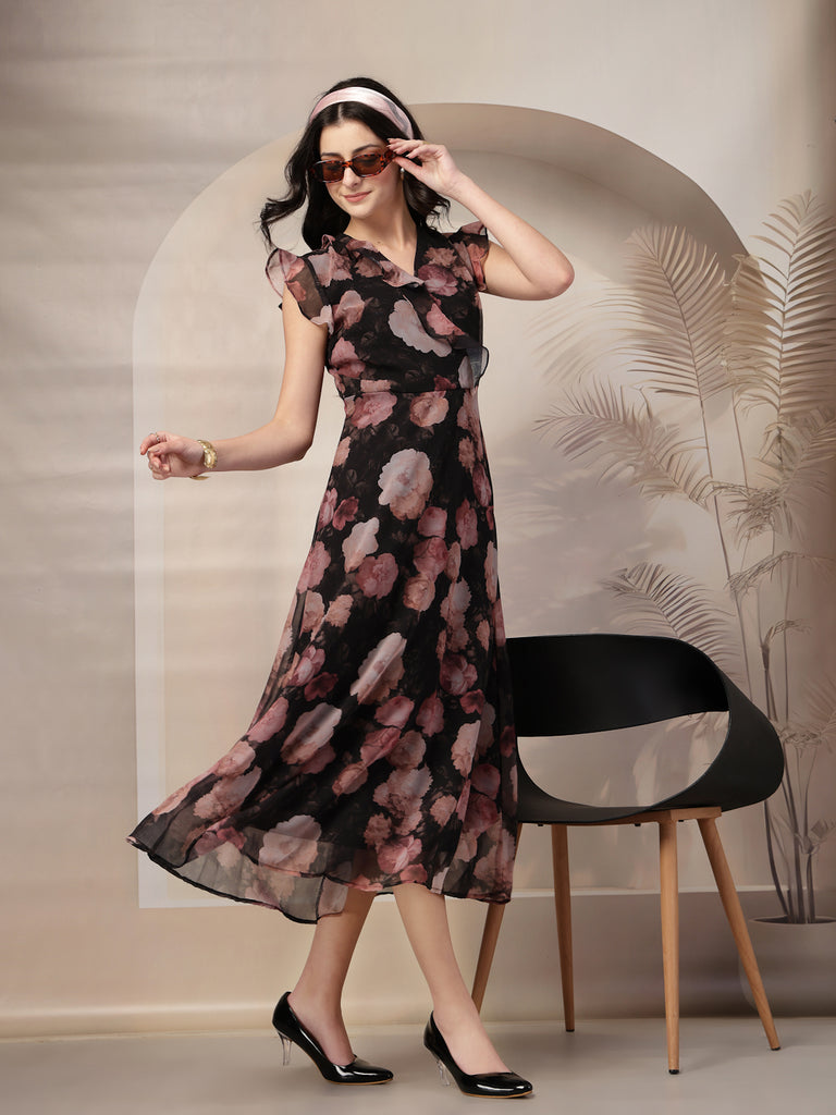Style Quotient Women Black printed maxi dress-Dresses-StyleQuotient