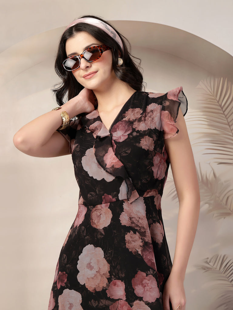 Style Quotient Women Black printed maxi dress-Dresses-StyleQuotient