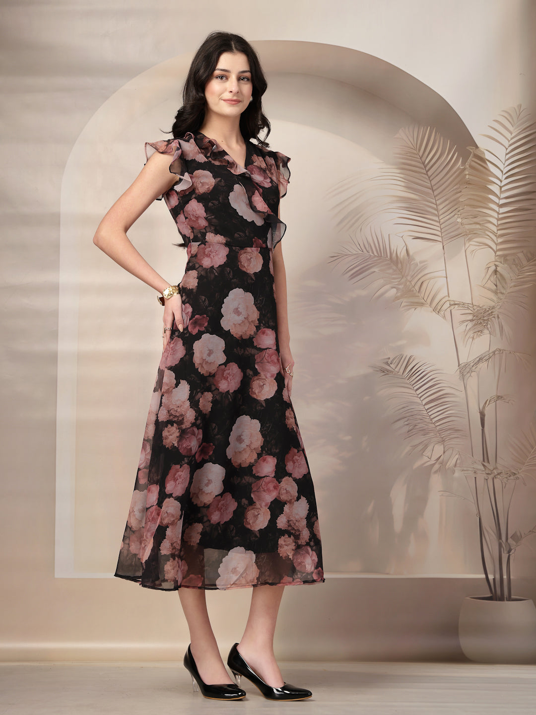 Style Quotient Women Black printed maxi dress-Dresses-StyleQuotient