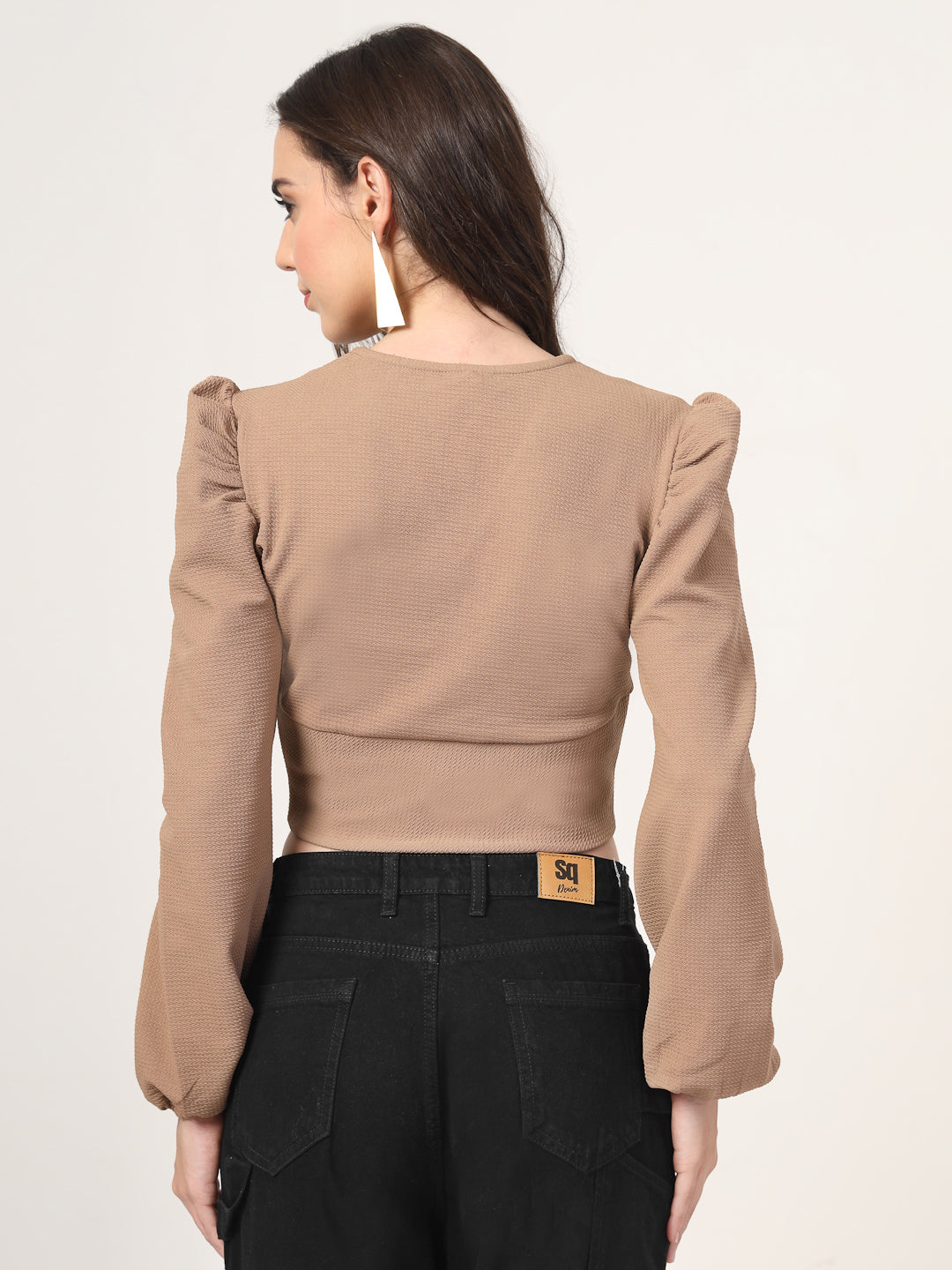 Style Quotient Women Brown Knit Top-Tops-StyleQuotient