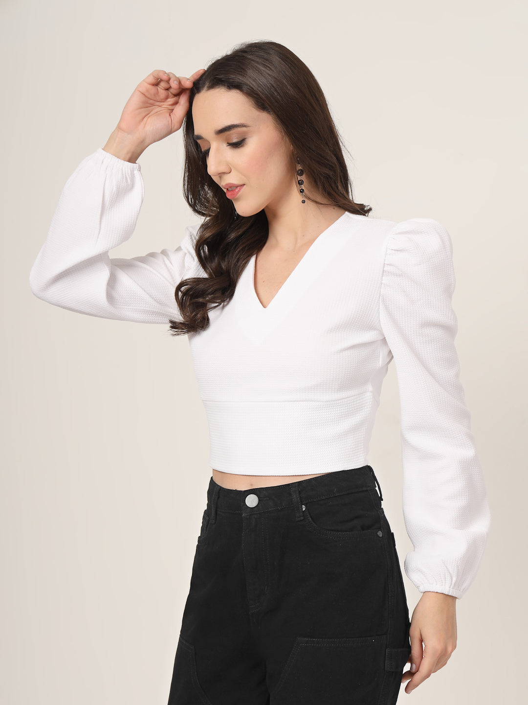 Style Quotient Women White Knit Top-Tops-StyleQuotient