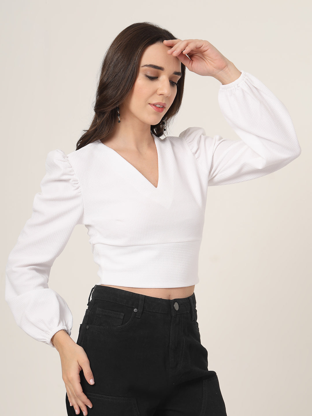 Style Quotient Women White Knit Top-Tops-StyleQuotient