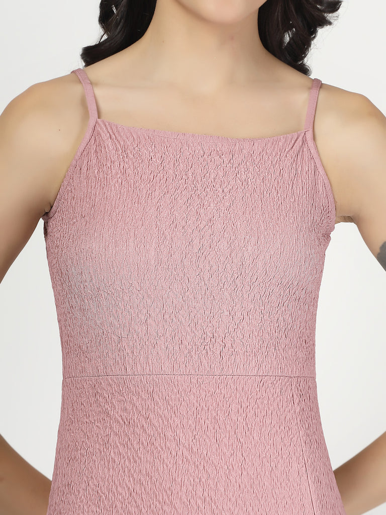 Style Quotient Women Solid Texture Pink Polyknit Party Sheath Maxi Dress-Dresses-StyleQuotient