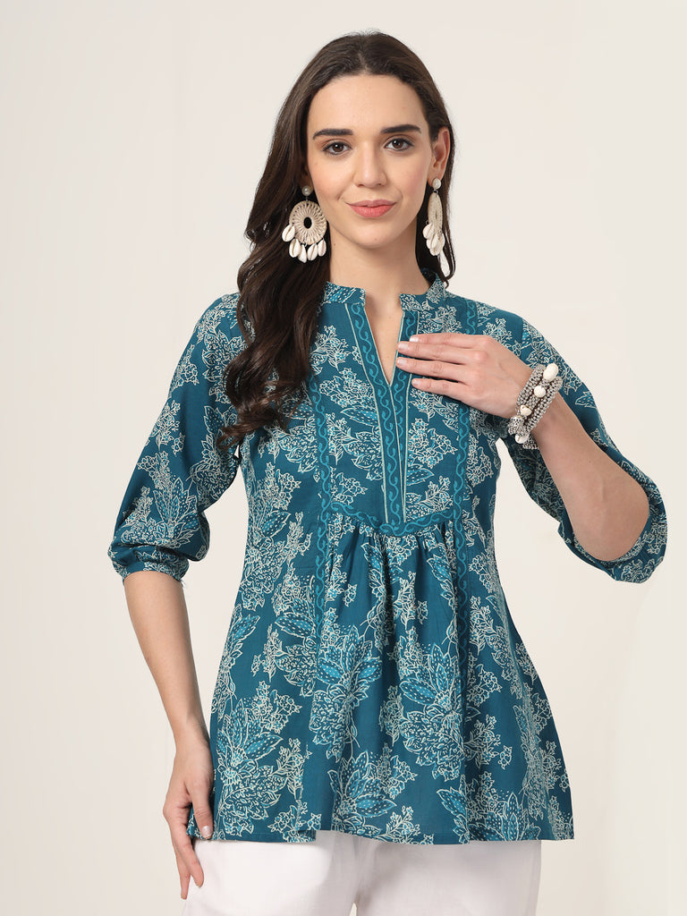 Style Quotient Women Blue and white Printed Tunic-Tunics-StyleQuotient