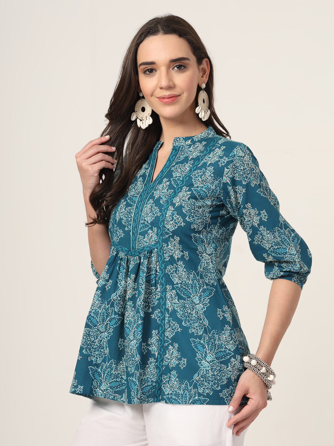 Style Quotient Women Blue and white Printed Tunic-Tunics-StyleQuotient