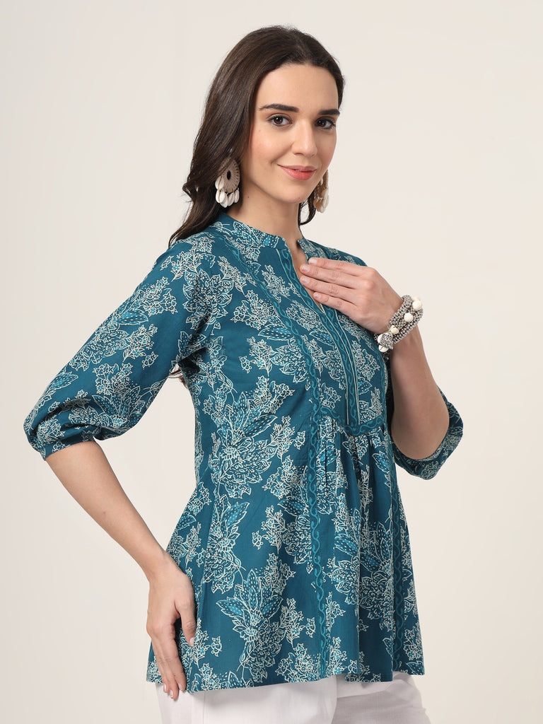 Style Quotient Women Blue and white Printed Tunic-Tunics-StyleQuotient