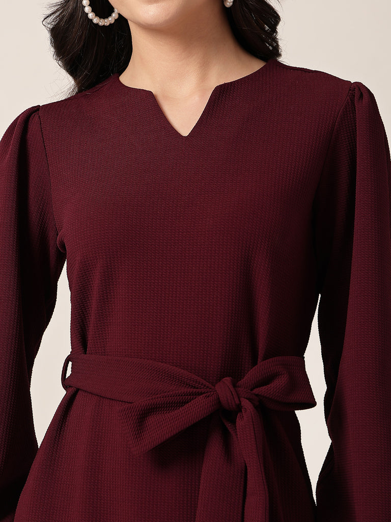 Style Quotient Women Maroon Knit Dress-Dresses-StyleQuotient