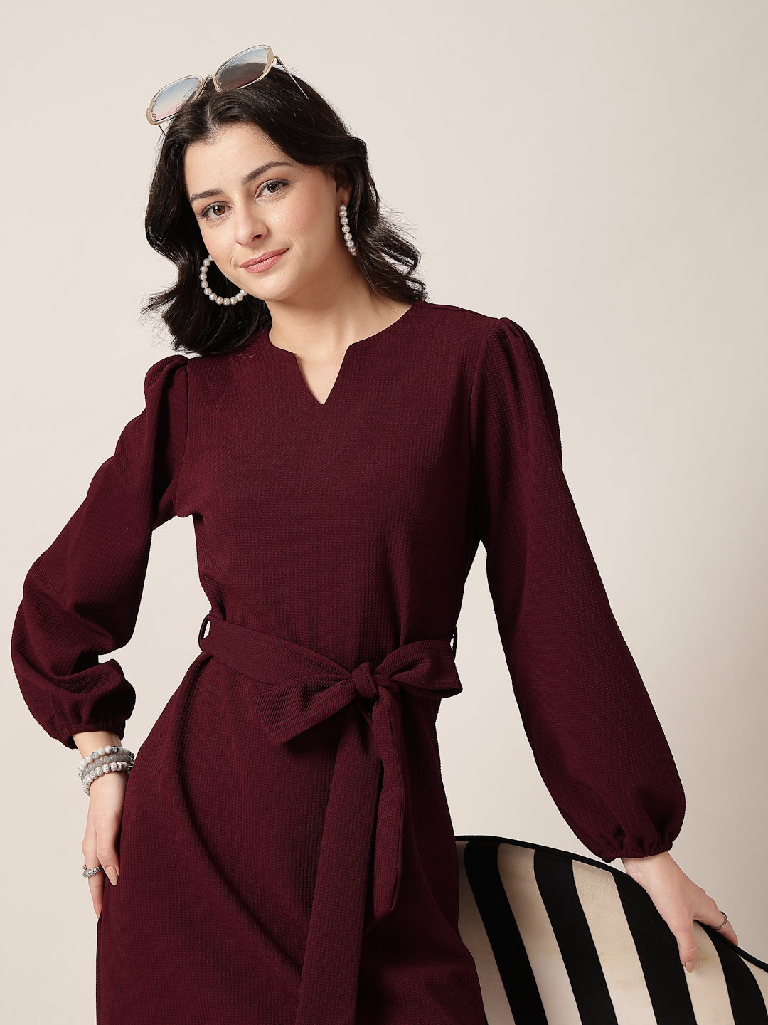 Style Quotient Women Maroon Knit Dress-Dresses-StyleQuotient