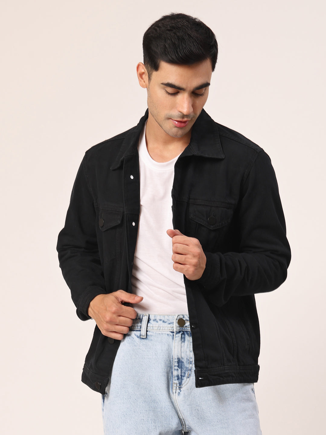 Style Quotient Men Black Denim Jacket - Main Image