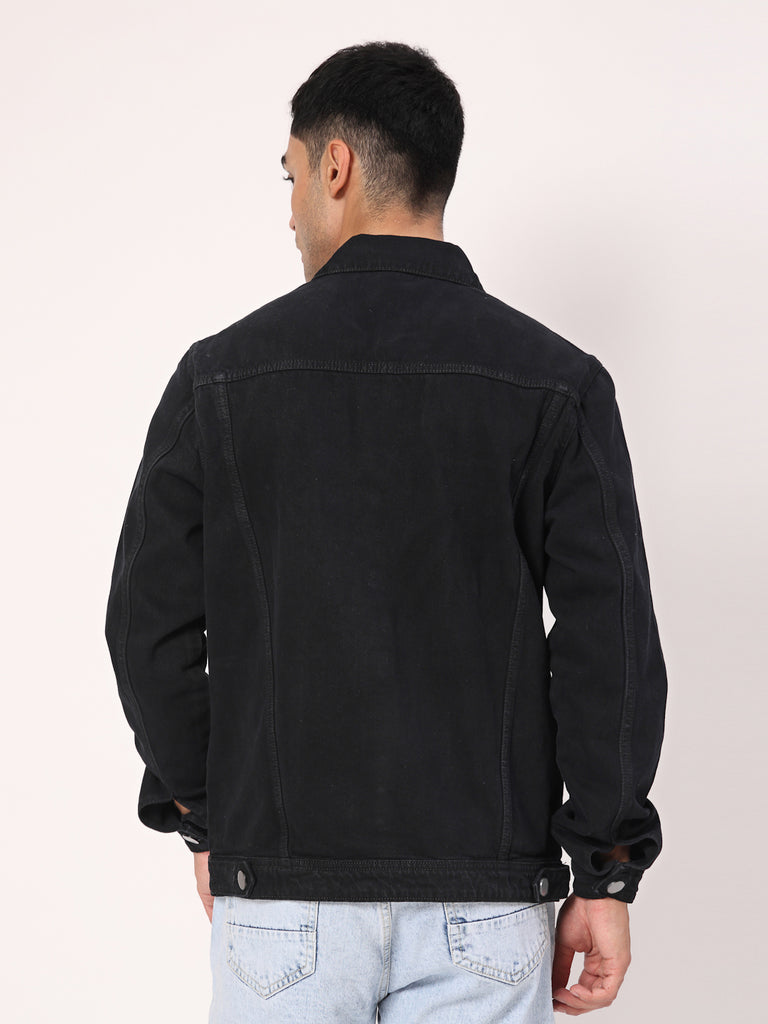 Style Quotient Men Black Denim Jacket-Jackets-StyleQuotient