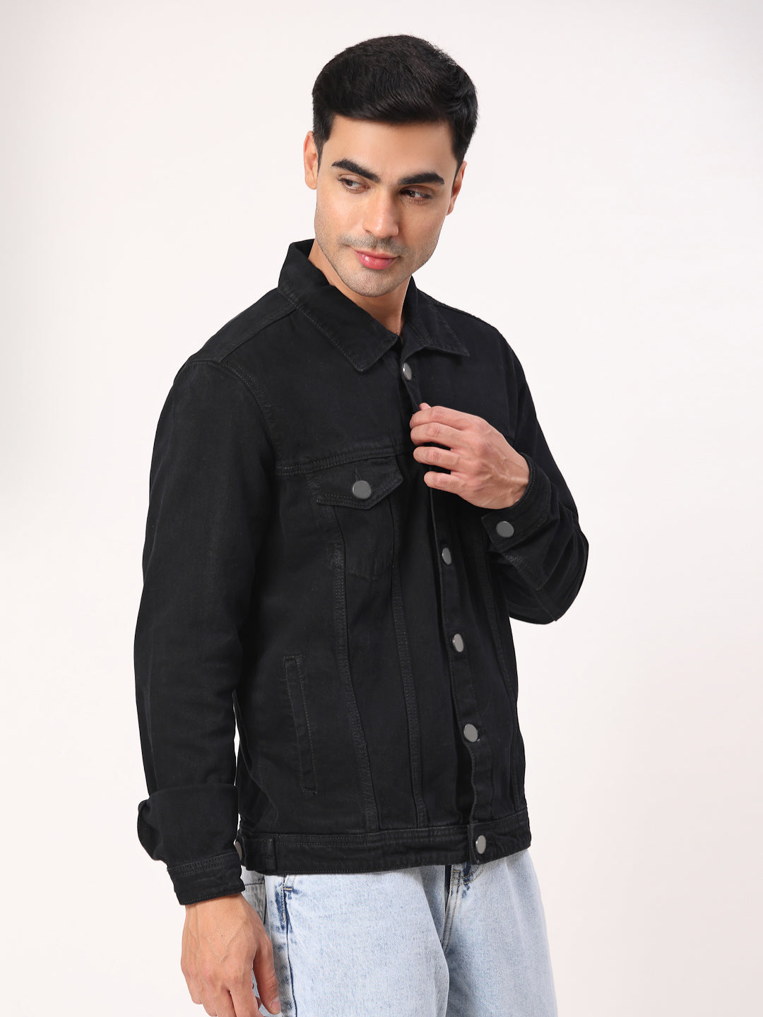 Style Quotient Men Black Denim Jacket-Jackets-StyleQuotient