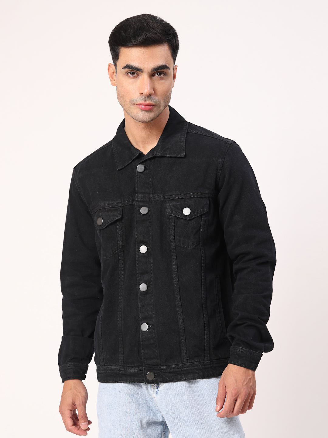 Style Quotient Men Black Denim Jacket-Jackets-StyleQuotient