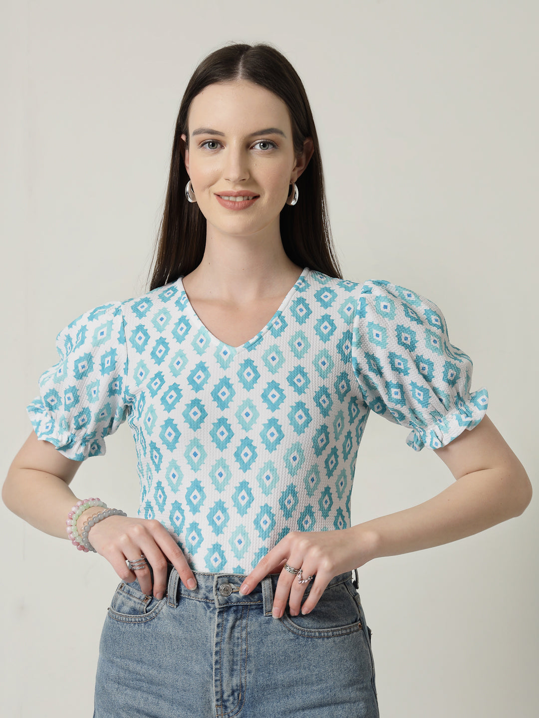 Style Quotient Women Printed Knit Top-Tops-StyleQuotient