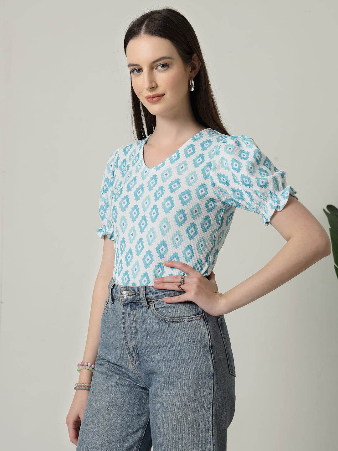 Style Quotient Women Printed Knit Top-Tops-StyleQuotient