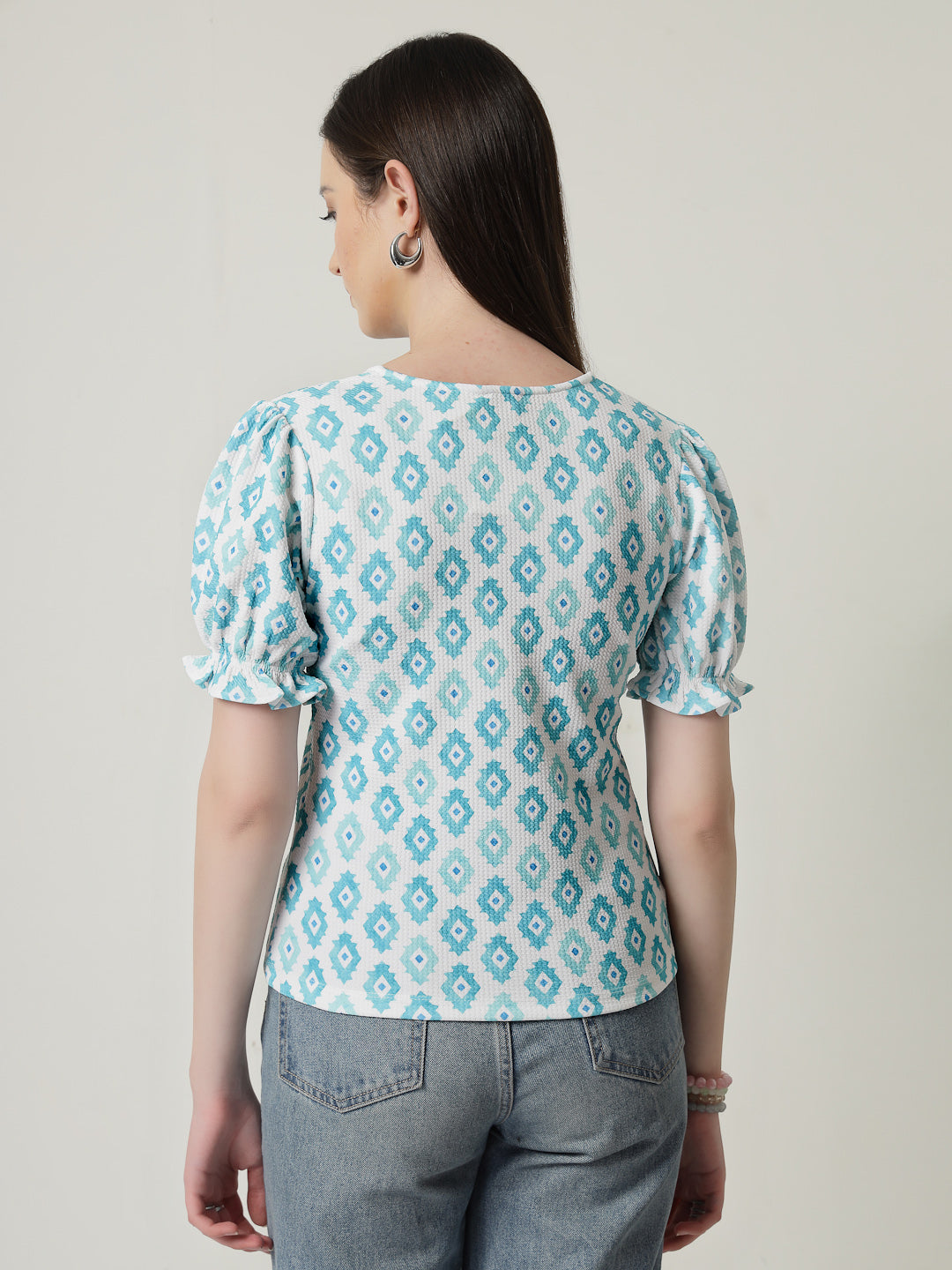 Style Quotient Women Printed Knit Top-Tops-StyleQuotient