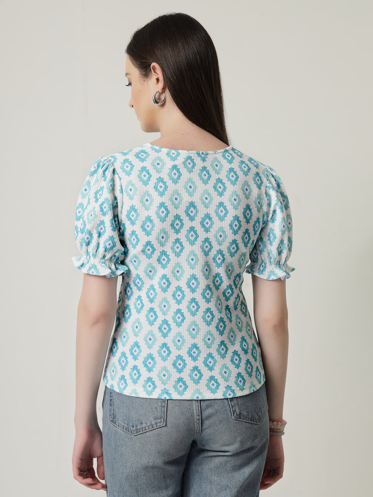 Style Quotient Women Printed Knit Top-Tops-StyleQuotient