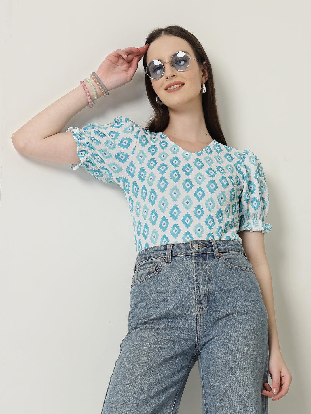 Style Quotient Women Printed Knit Top-Tops-StyleQuotient