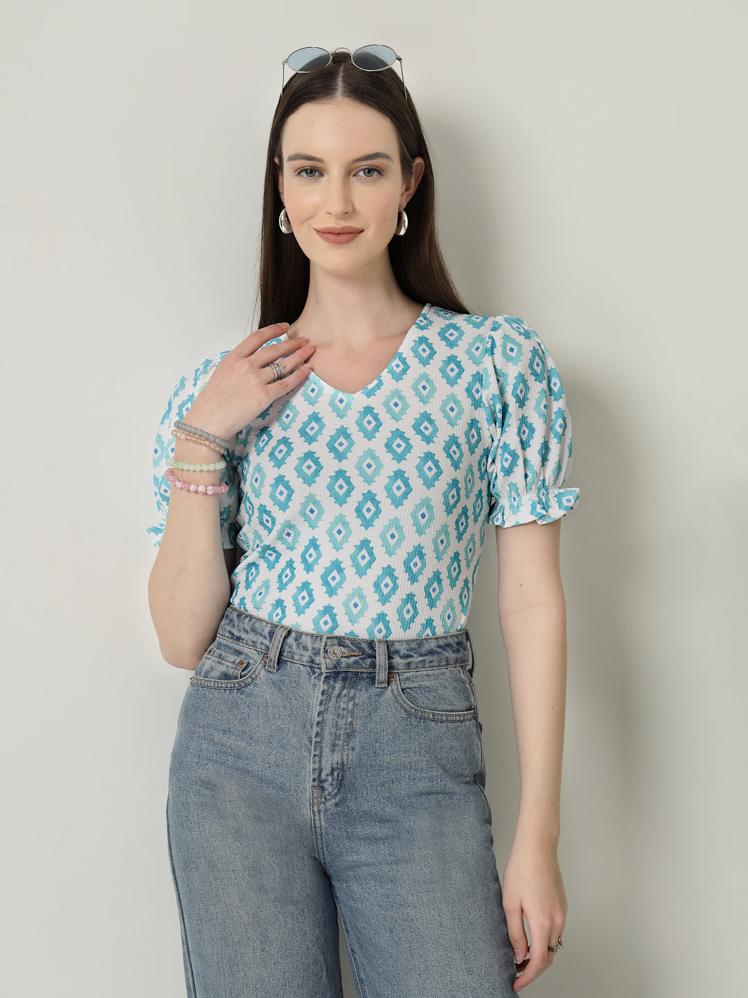 Style Quotient Women Printed Knit Top-Tops-StyleQuotient