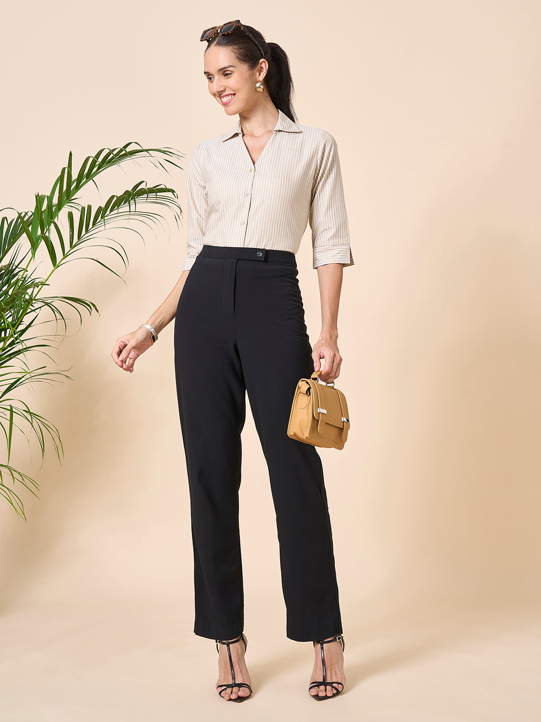 Style Quotient Women Stripe Grey White Polycotton Formal Shirt-Shirts-StyleQuotient