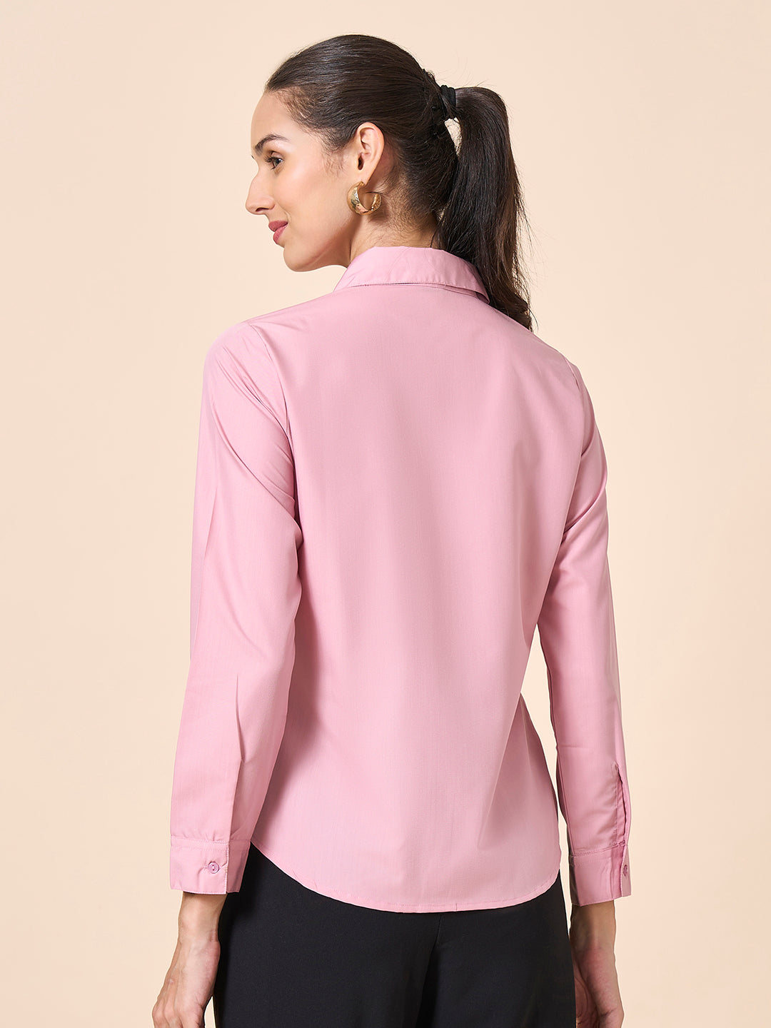 Style Quotient Women Solid Nude Polycotton Formal Shirt-Shirts-StyleQuotient
