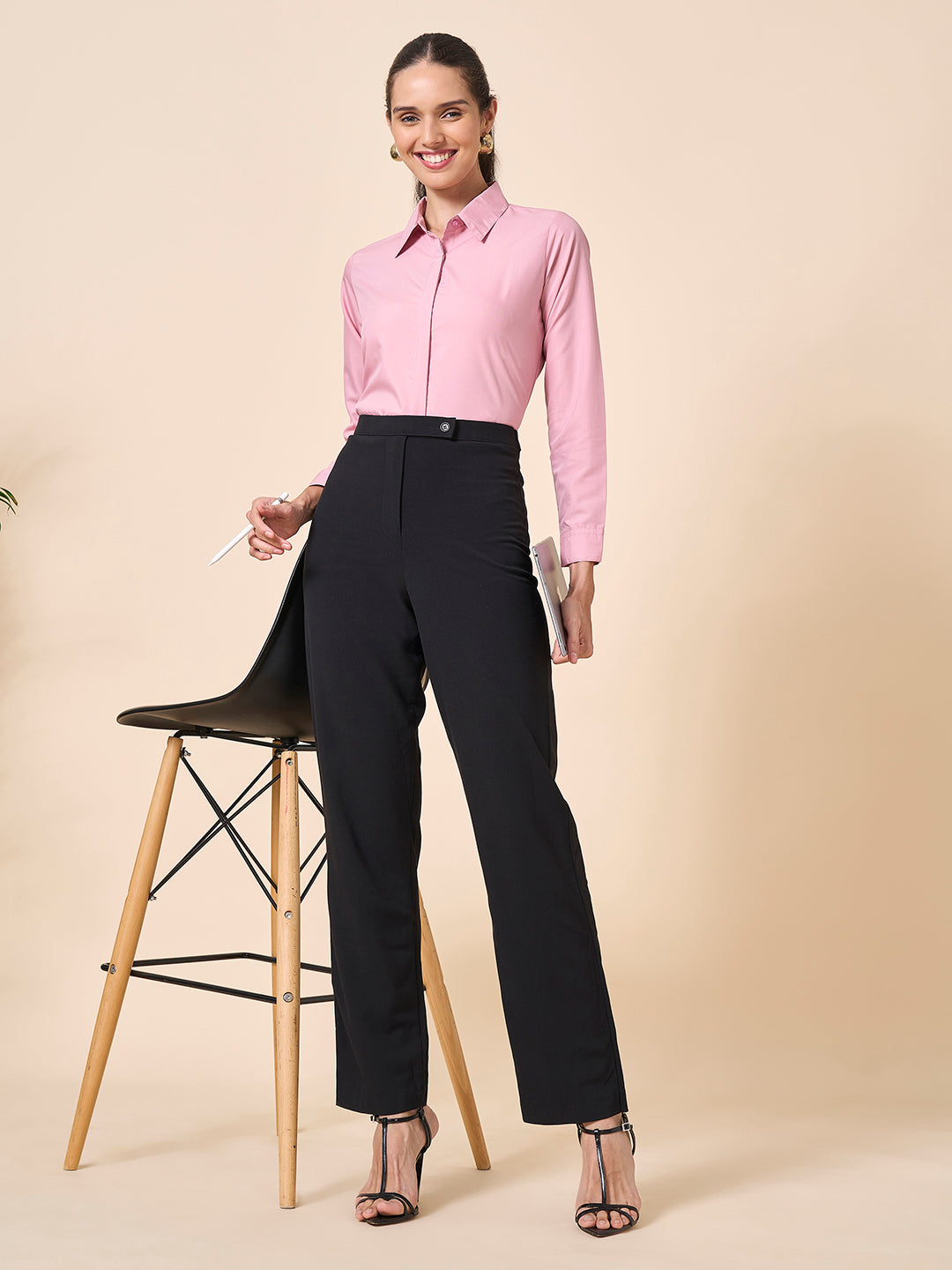Style Quotient Women Solid Nude Polycotton Formal Shirt-Shirts-StyleQuotient