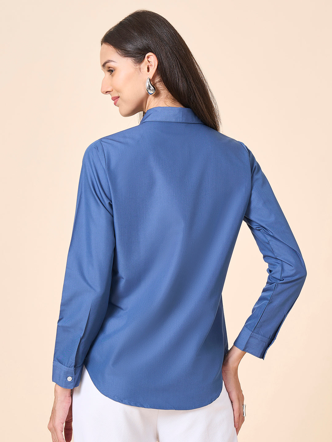 Style Quotient Women Solid Steel Grey Polycotton Formal Shirt-Shirts-StyleQuotient