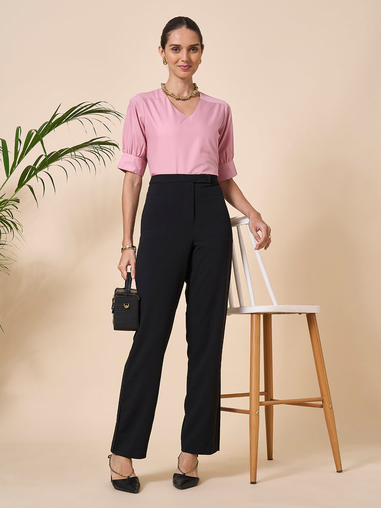 Style Quotient Women Nude PolyCotton Formal Top-Tops-StyleQuotient