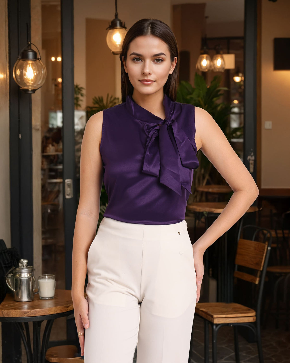 Style Quotient Women Solid Wine Regular Fit Formal Satin Top-Tops-StyleQuotient