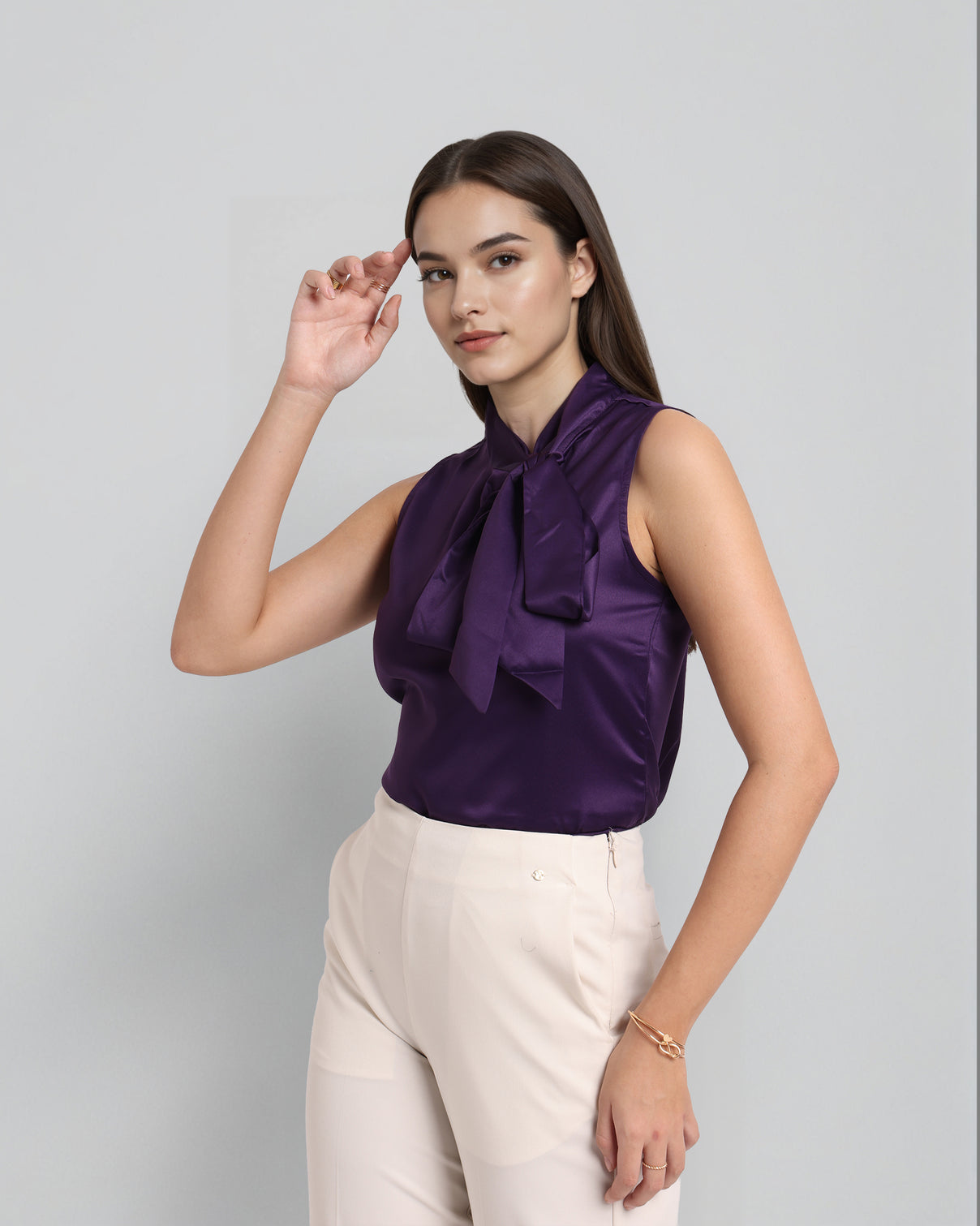 Style Quotient Women Solid Wine Regular Fit Formal Satin Top-Tops-StyleQuotient