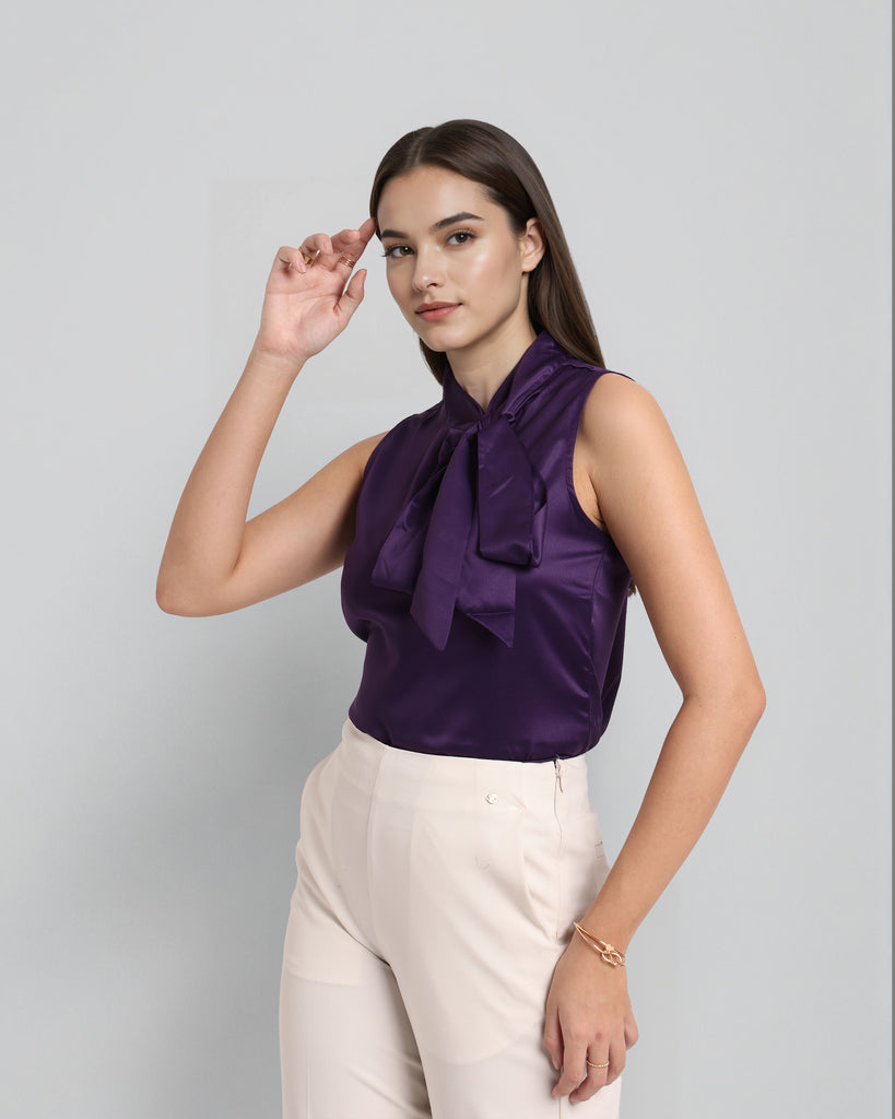 Style Quotient Women Solid Wine Regular Fit Formal Satin Top-Tops-StyleQuotient